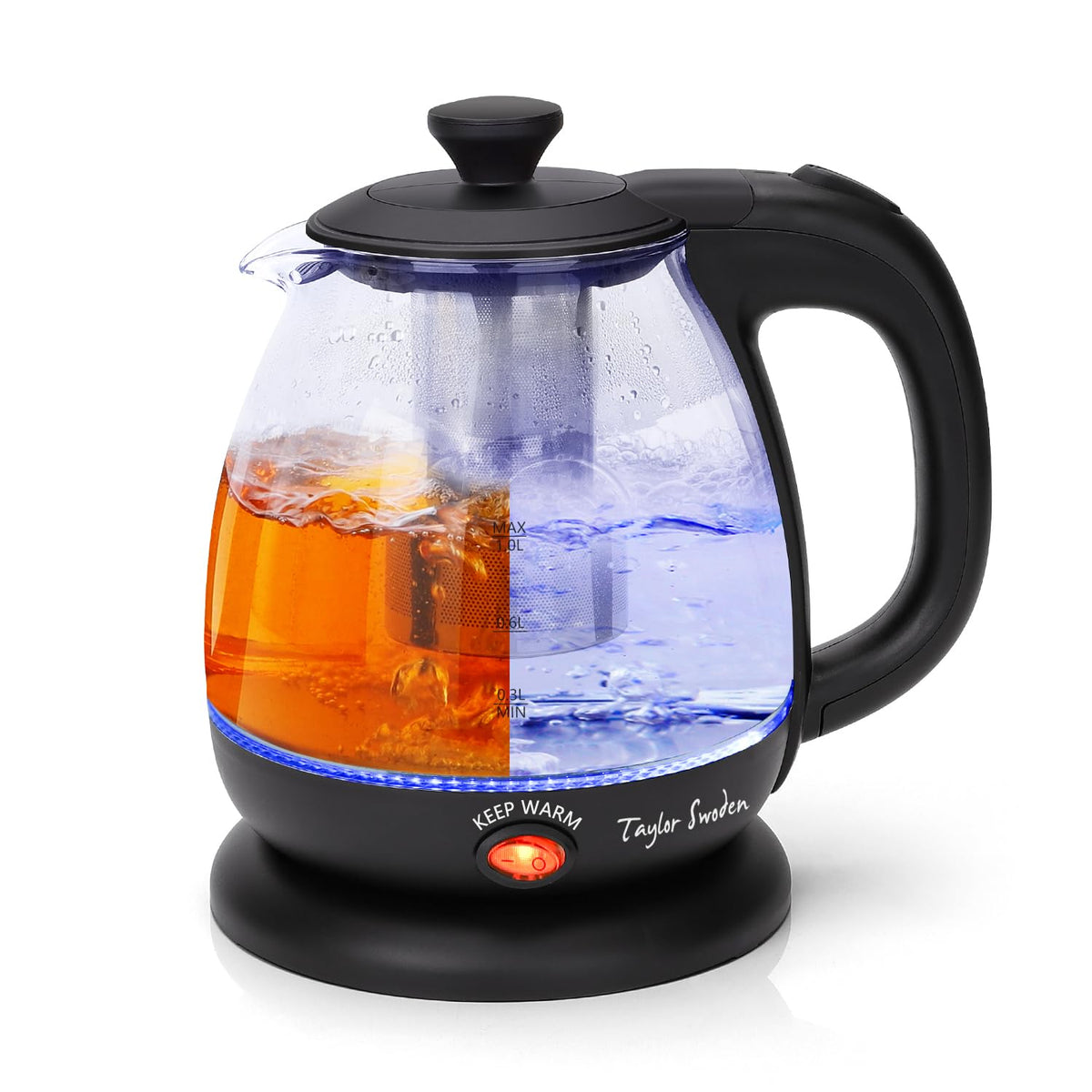 Taylor Swoden Electric Kettle With Tea Infuser, 1L, White