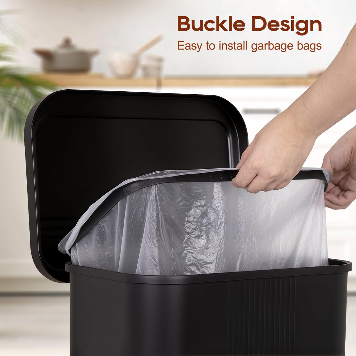 PayLessHere | 13G Trash Can with Lid | Steel | Removable Inner Bucket