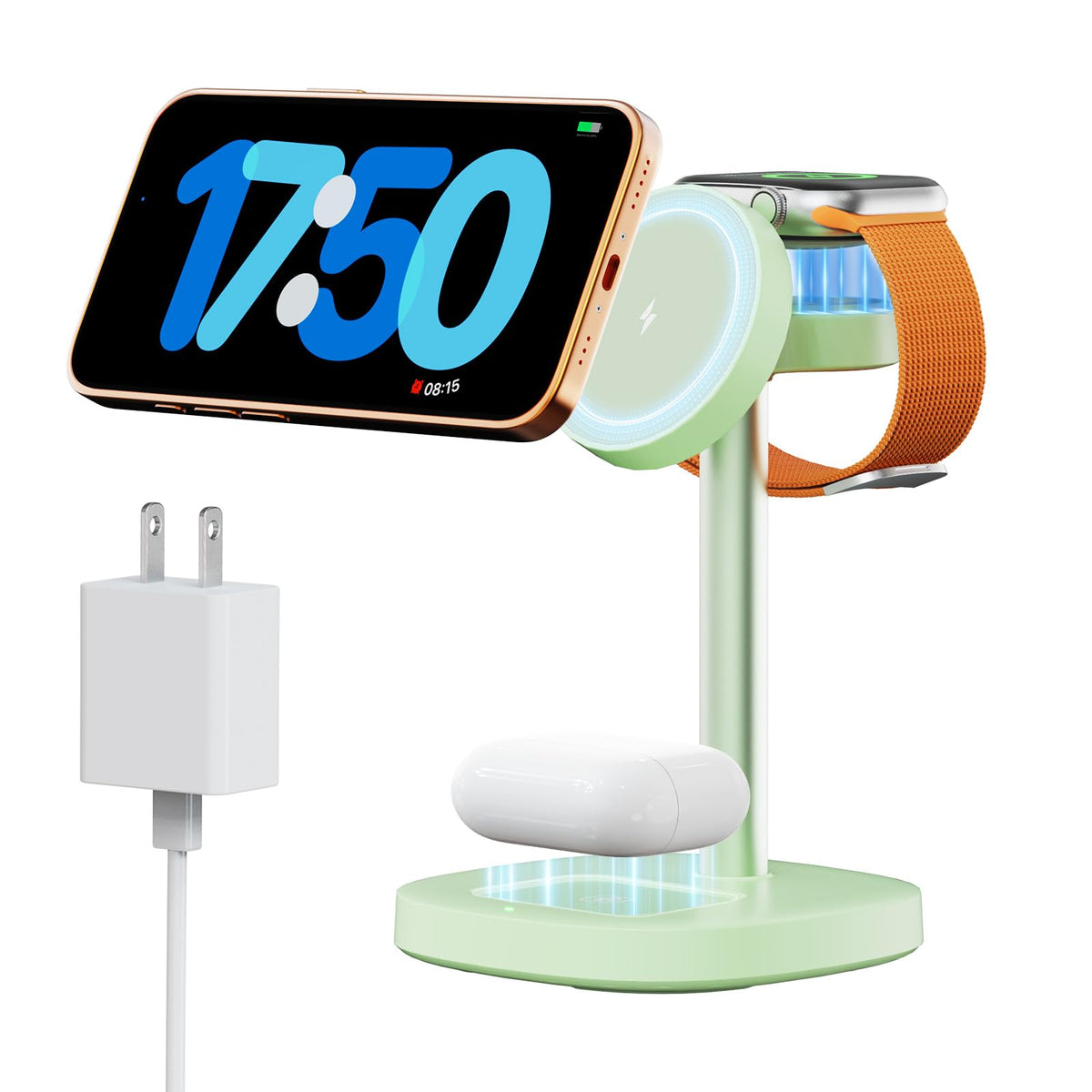 3 in 1 Fast Charging Station, 15W Magnetic Wireless Charger Stand