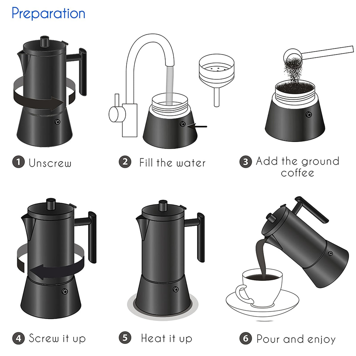 Easyworkz Diego Stovetop Espresso Maker Stainless Steel Italian Coffee Machine Maker 4Cup 6.8 oz Induction Moka Pot