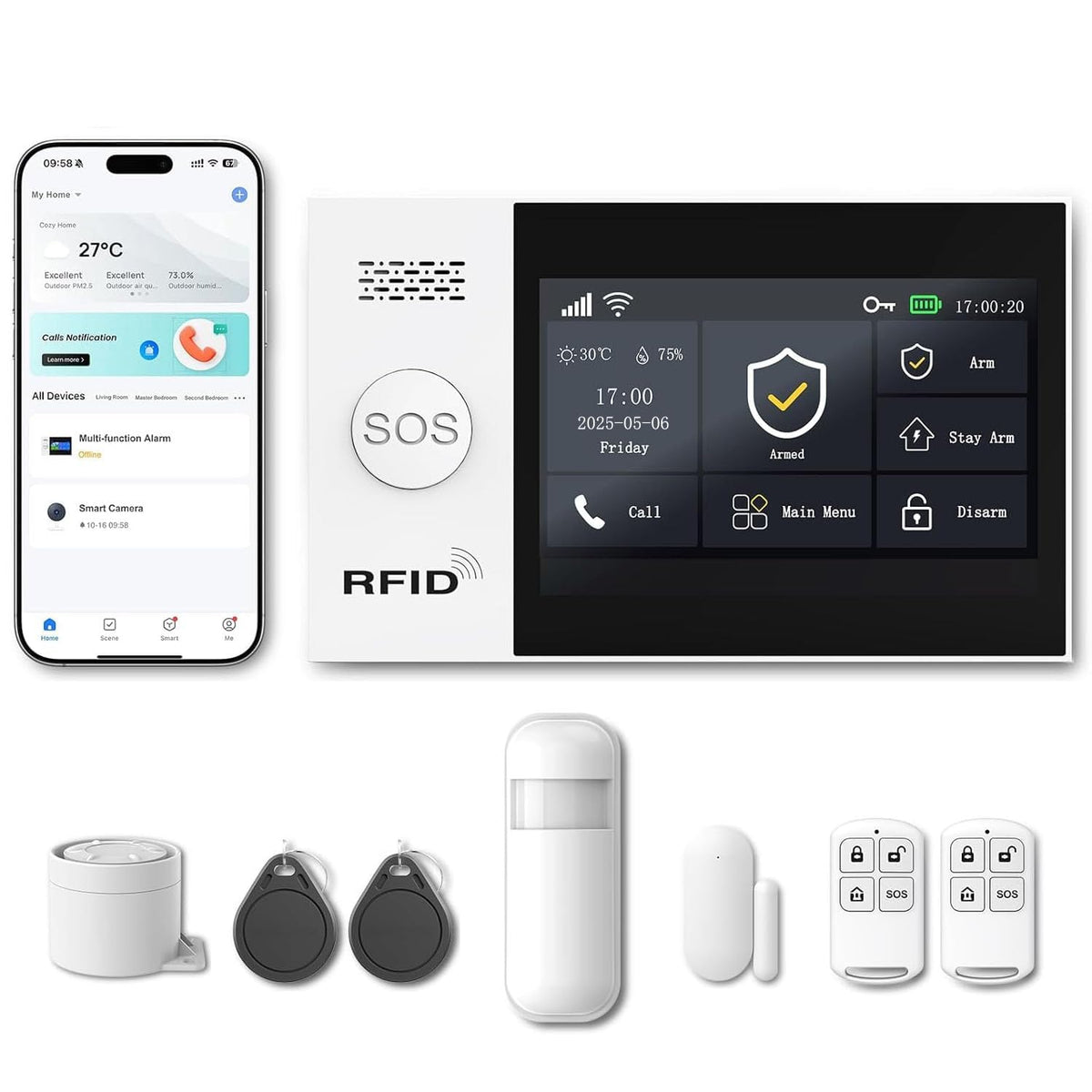 WiFi Wireless Alarm System for Home Security - 24/7 Protection Smart Device