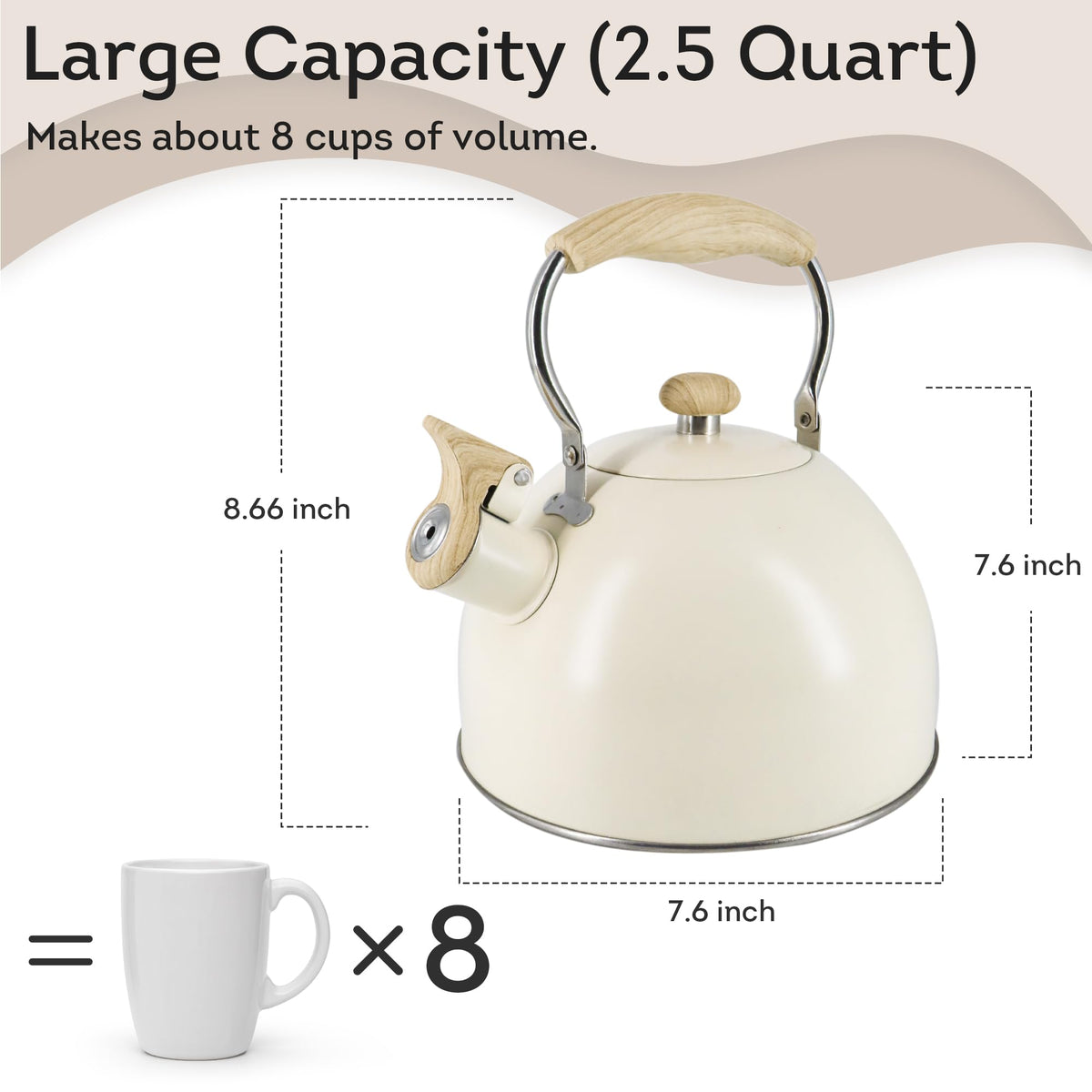 Lily's Home 2 Quart Stainless Steel Whistling Tea Kettle, the Perfect Stovetop Tea and Water Boilers for Your Home, Dorm, Condo or Apartment. (Blue)