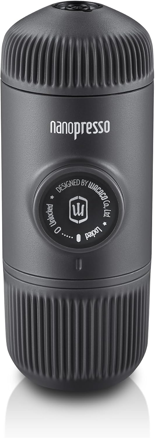 WACACO Nanopresso Portable Espresso Machine, Evolution of the Minipresso, Maximum Pressure 18 Bar, Travel Coffee Maker, No Need for Battery, Manual Operated, Grey