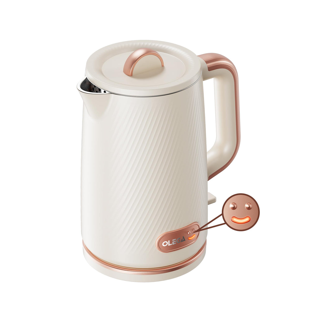OLEGA Electric Kettle: 1200W Fast Boil Electric Water Kettles, 1.5L Double Wall Stainless Steel Tea Kettle, Auto Shut-Off, BPA-Free Hot Water Boiler Teapot for Coffee & Tea -Ligth Green