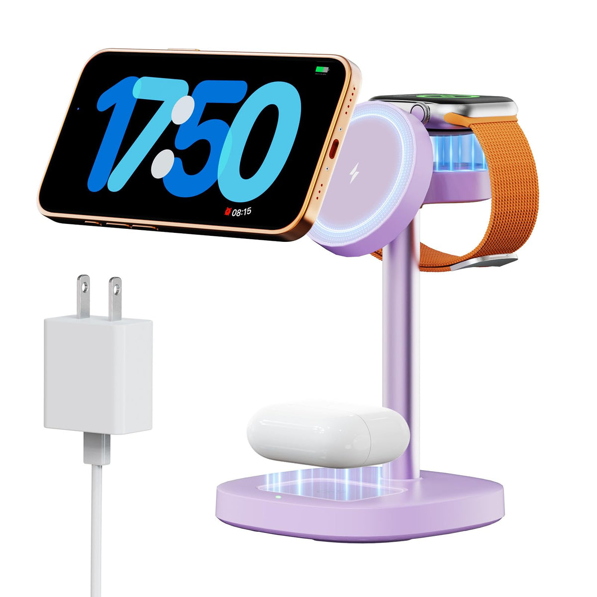 3 in 1 Fast Charging Station, 15W Magnetic Wireless Charger Stand