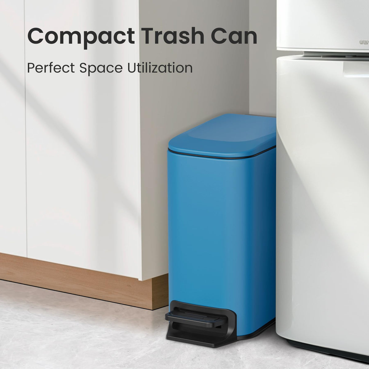 Cesun Small Bathroom Trash Can with Lid, 1.6 Gal, Soft Close, Matte Black
