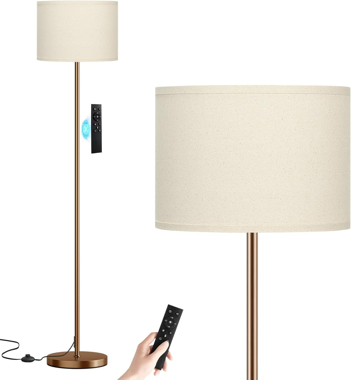 Modern Floor Lamp Simple Design with White Shade & Foot Pedal Switch