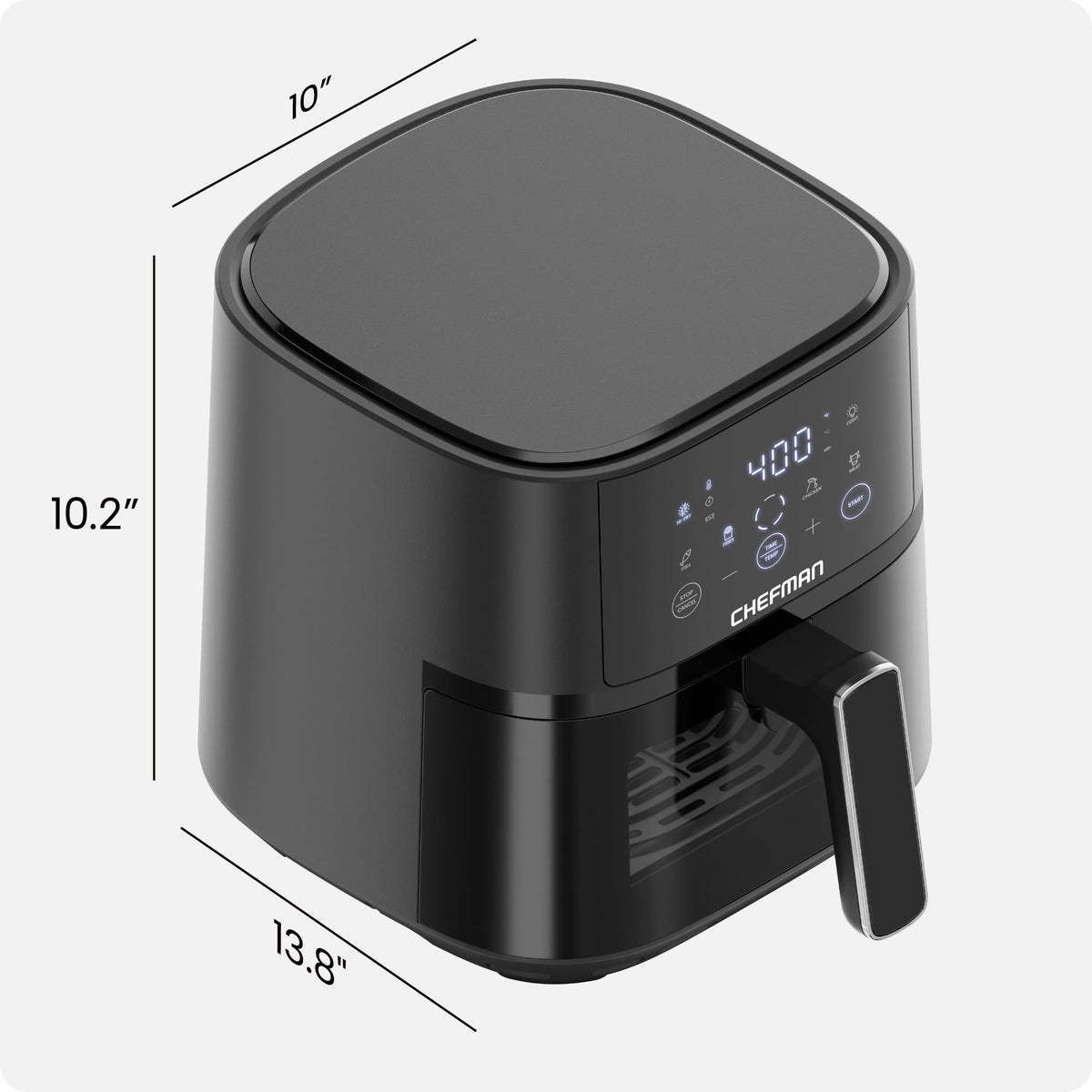 Chefman Air Fryer – 6 QT Compact Airfryer for Quick & Easy Meals, Features Hi-Fry Technology for Extra Crisp, Easy-View Window, Touch Controls with 4 Presets, Nonstick & Dishwasher Safe Basket - Black
