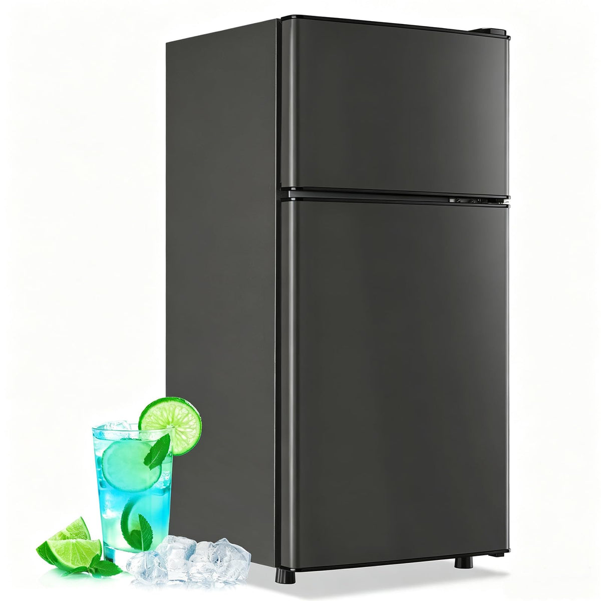 45L Personal Double‑Door Mini Fridge With Freezer, Pink