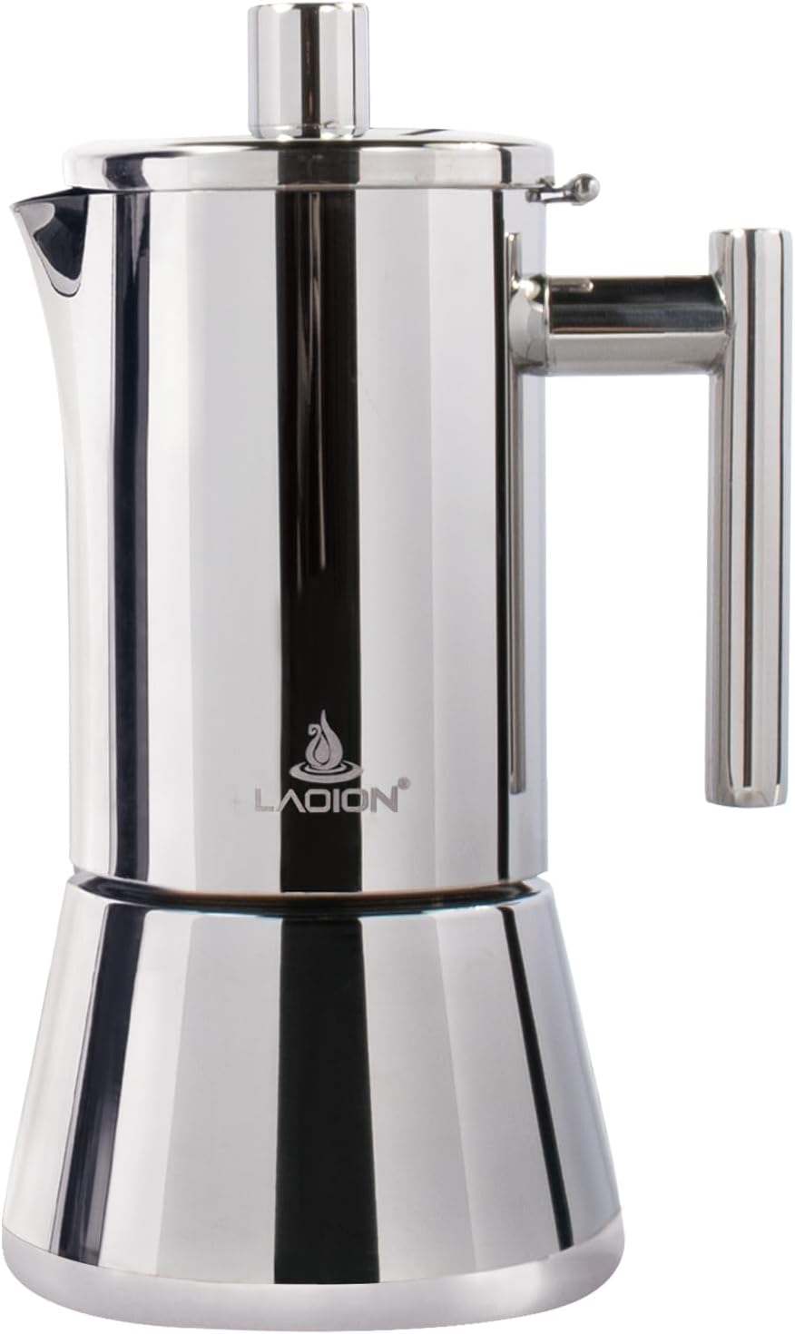 LAOION Stovetop Espresso Maker, 6Cup 10 oz Moka Pot, Stainless Steel