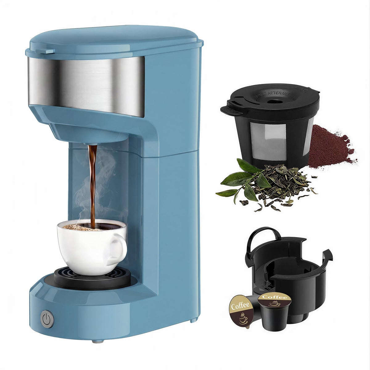 Single Serve Coffee Maker, Small K Pod&Ground Coffee Machine