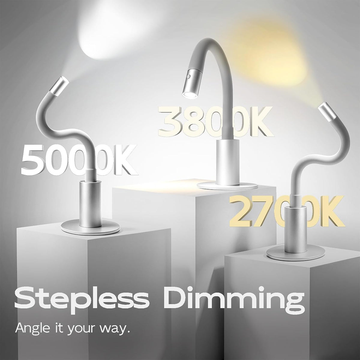 V4Light Reading Lamp, Rechargeable Gooseneck Desk Lamp, Focused LED Light