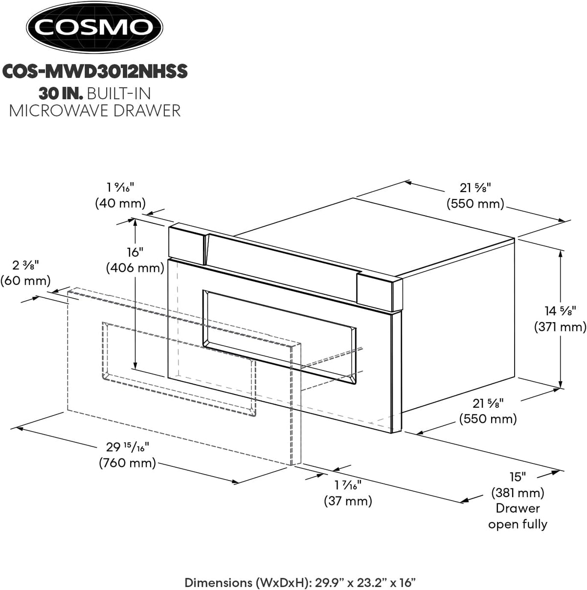 30 in. Haven Coll 1.2 cu. ft. Built-in Microwave Drawer, Stainless Steel