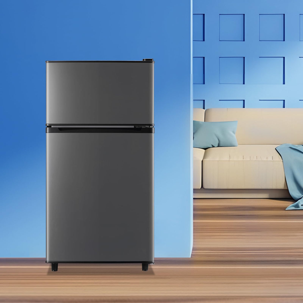 3.5 Cu.Ft Black Mini Fridge With Freezer Compact Refrigerator Dorm