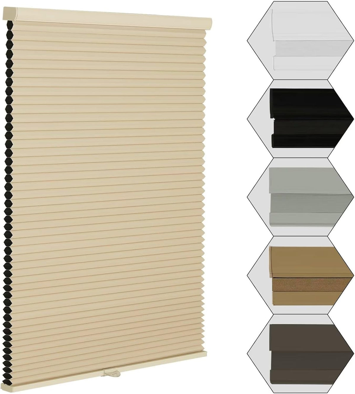 MYshade Cordless Blackout Cellular Shades for Windows, Honeycomb Window Shades with Thermal Insulation, Child & Pet Safe Room Darkening Shade, Easy Install,24" W x 50" H, Light Brown