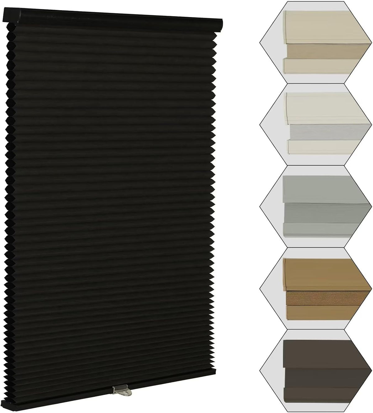 MYshade Cordless Blackout Cellular Shades for Windows, Honeycomb Window Shades with Thermal Insulation, Child & Pet Safe Room Darkening Shade, Easy Install,24" W x 50" H, Light Brown