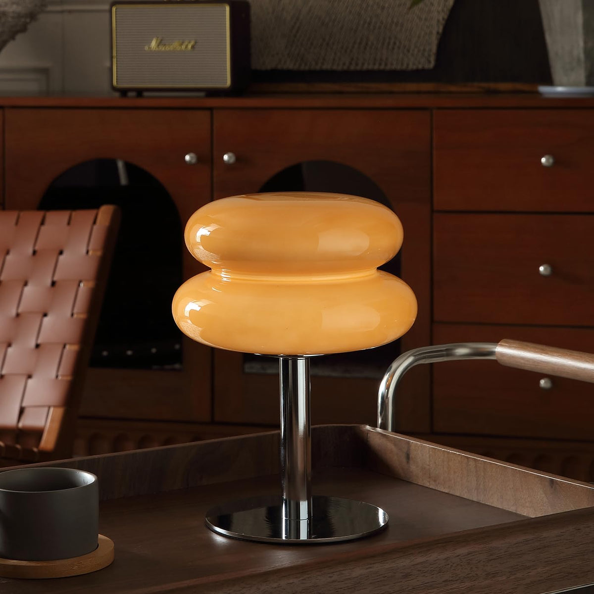 Glivpny Mushroom Lamp Table Lamp, Mid Century Modern Bedroom Lamps(Orange)