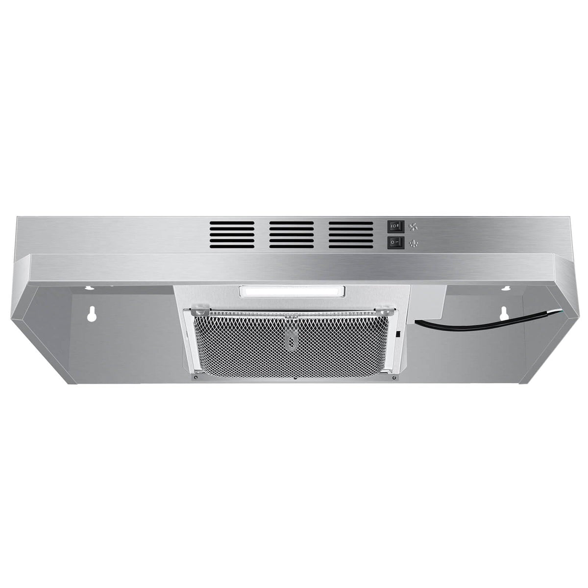 SNDOAS 30 inch Range Hood Ducted/Ductless Convertible Stainless Steel Range Hood Under Cabinet with Rocker Button Control,Vent Hood with LED Light,2 Speed Exhaust Fan,Under Cabinet Hood,Silver