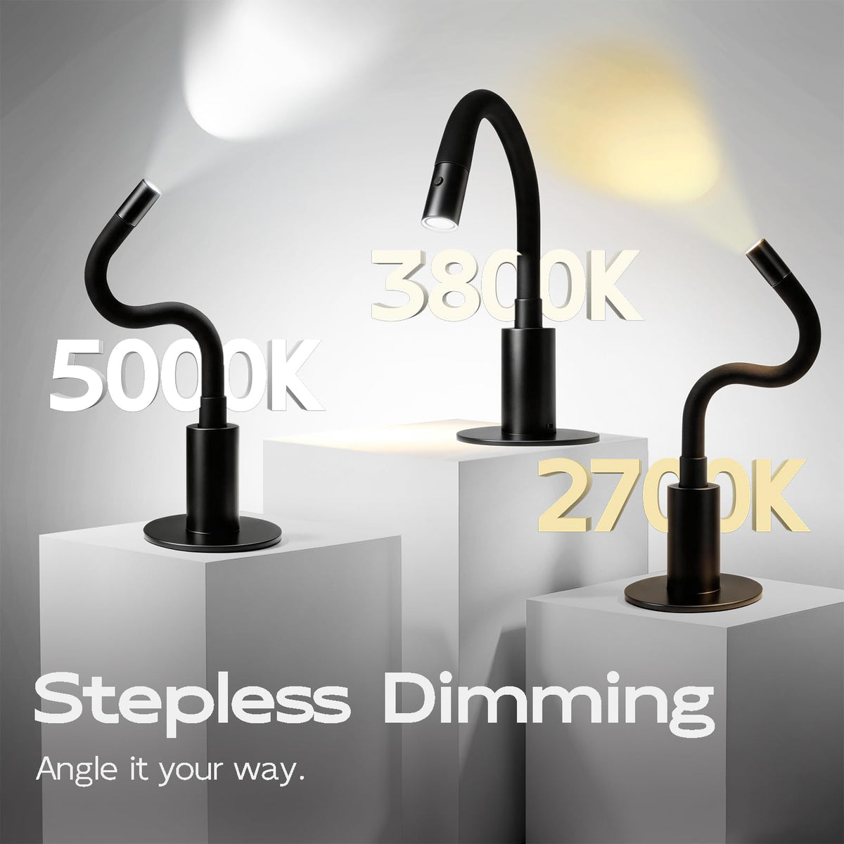 V4Light Reading Lamp, Rechargeable Gooseneck Desk Lamp, Focused LED Light