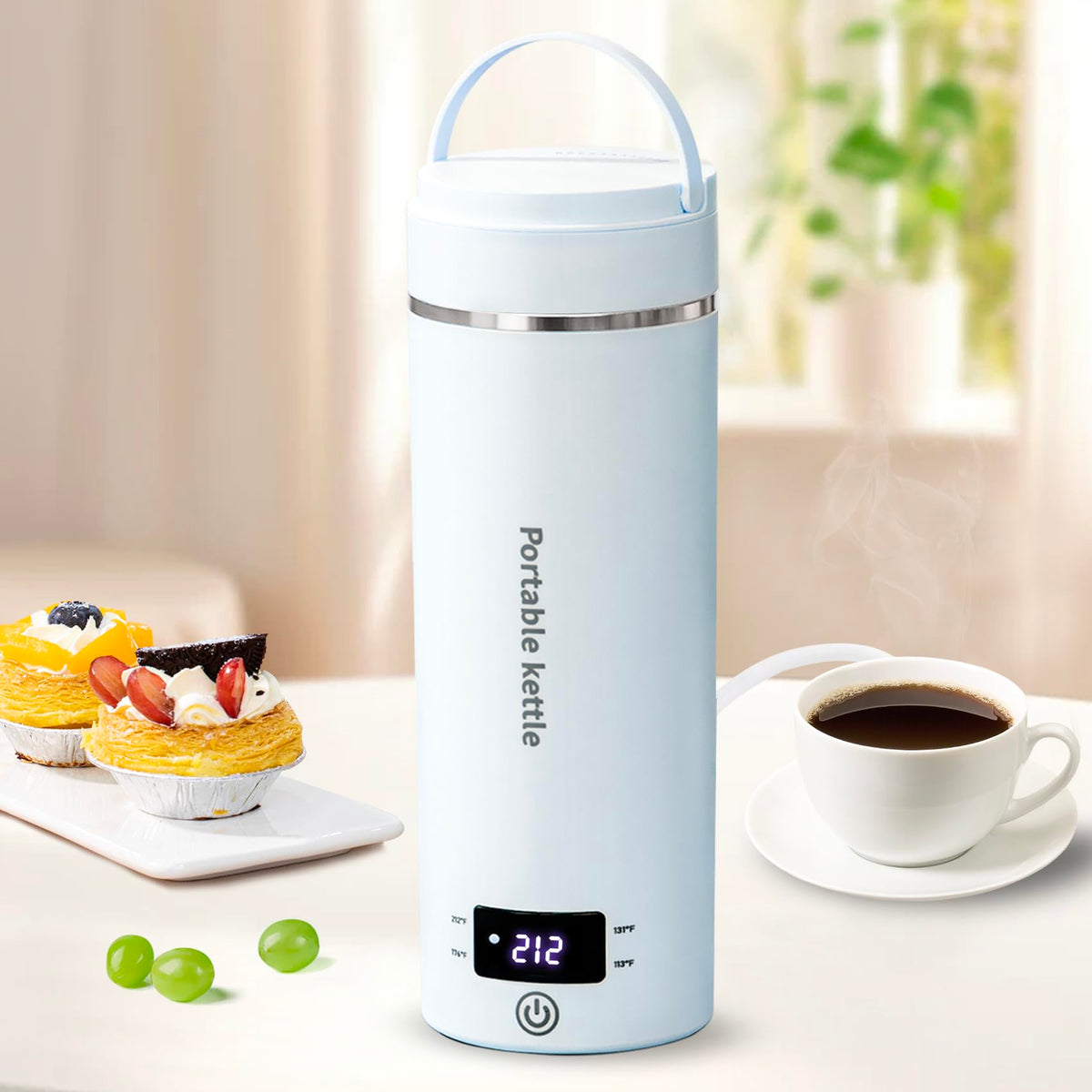 Portable Electric Kettle for Travel 120V, 13.5oz, 4 Temp Settings