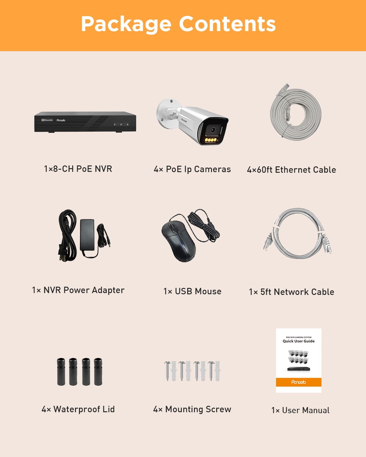 PoE 32 Channel Security Camera System with 8TB HDD, PB65A2032-5MD