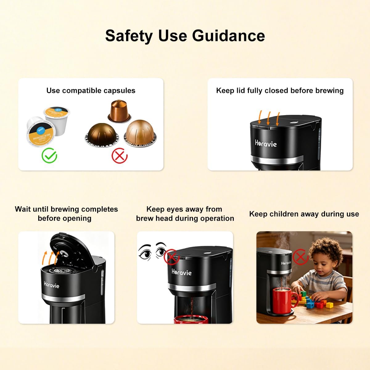 Small Single Serve Coffee Maker for K Cup and Grounds with One Button