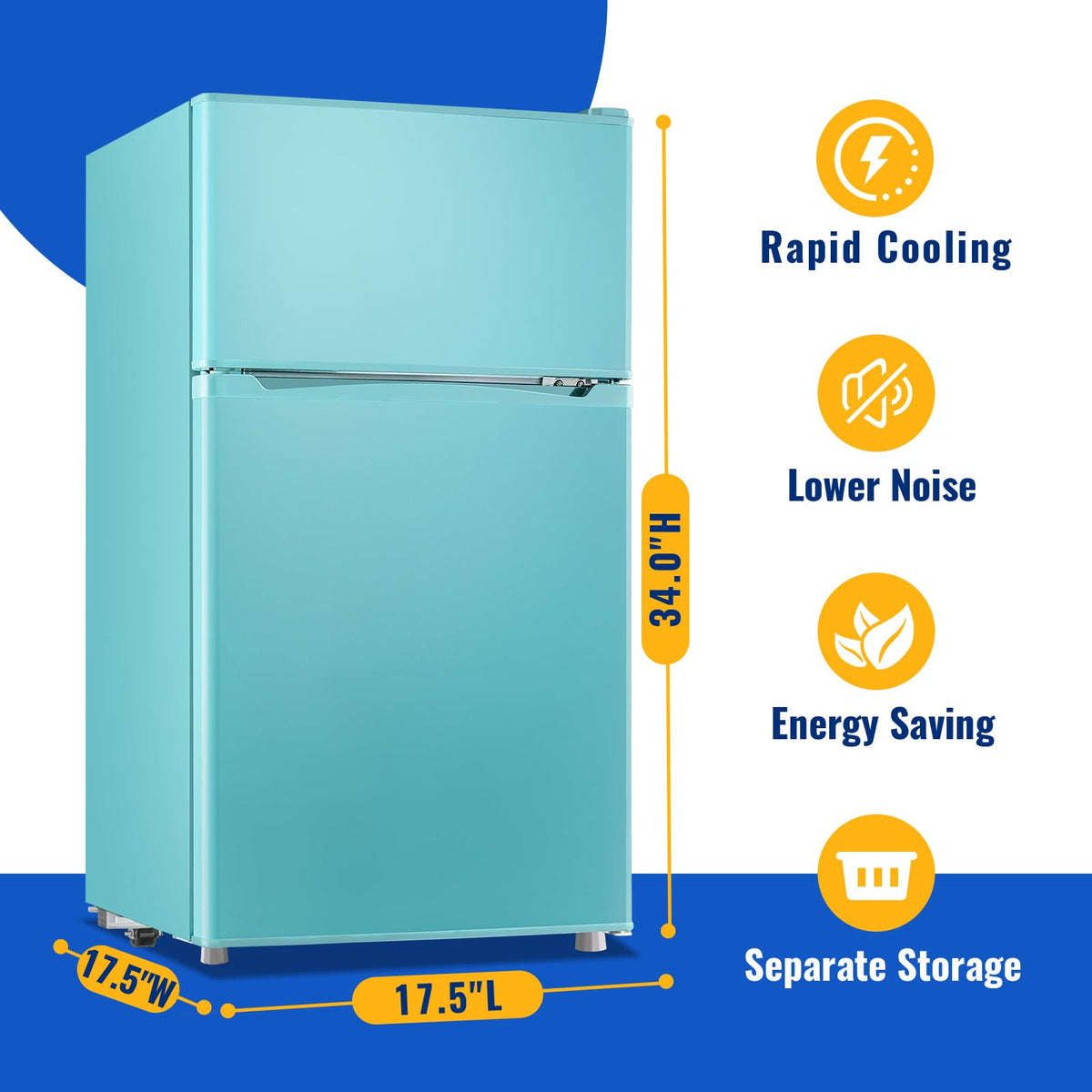 3.5 Cu.Ft Black Mini Fridge With Freezer Compact Refrigerator Dorm