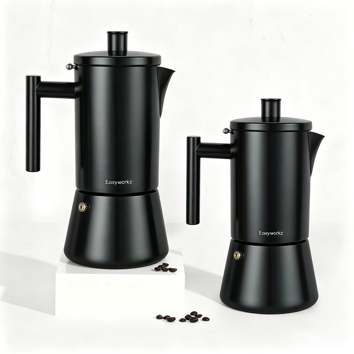 Easyworkz Diego Stovetop Espresso Maker Stainless Steel Italian Coffee Machine Maker 4Cup 6.8 oz Induction Moka Pot