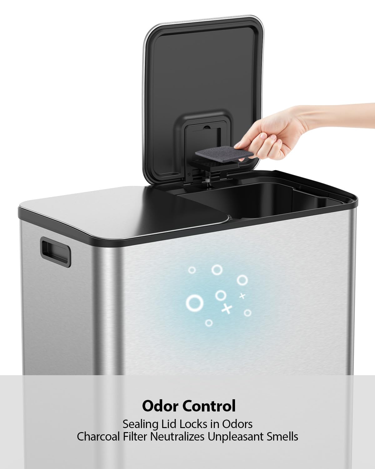 Lovewind Dual Trash and Recycling Bins for Kitchen, 2 * 11-Gallon Stainless Steel Double Trash Can, Step-On Garbage and Recycle Combo, Quiet Close, Pet-Proof, Compatible with 13-Gallon Bags, White