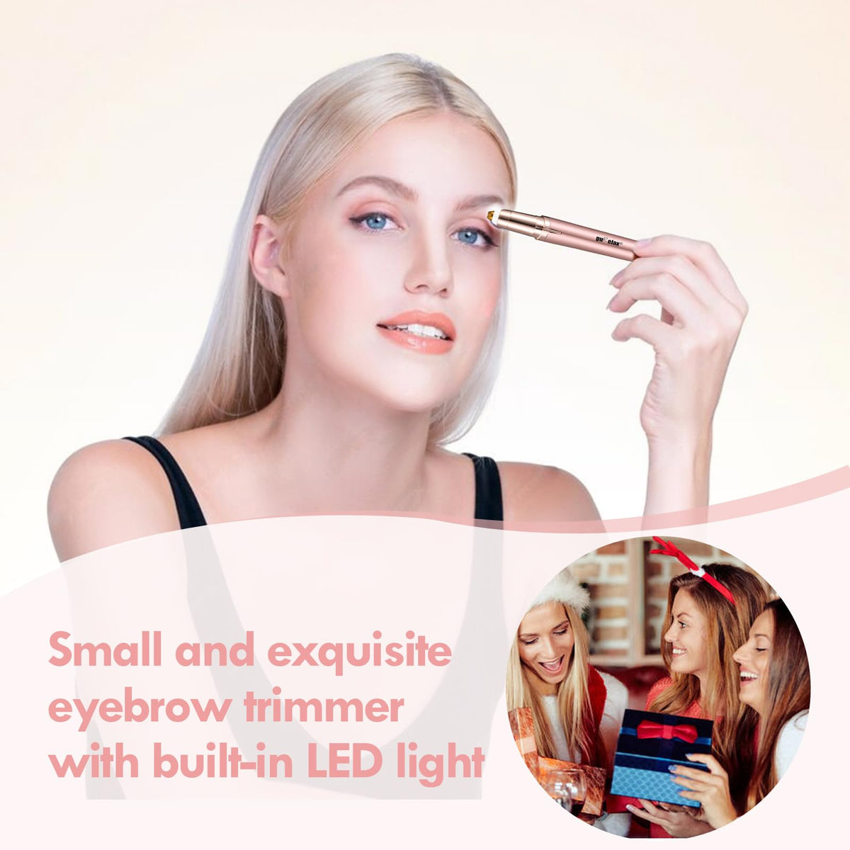 gurelax Eyebrow Hair Remover, Electric Eyebrow Trimmer for Women,Face and Eye Brow Razor with LED Light for Women Rechargeable with 2 x Replacement Heads (White)