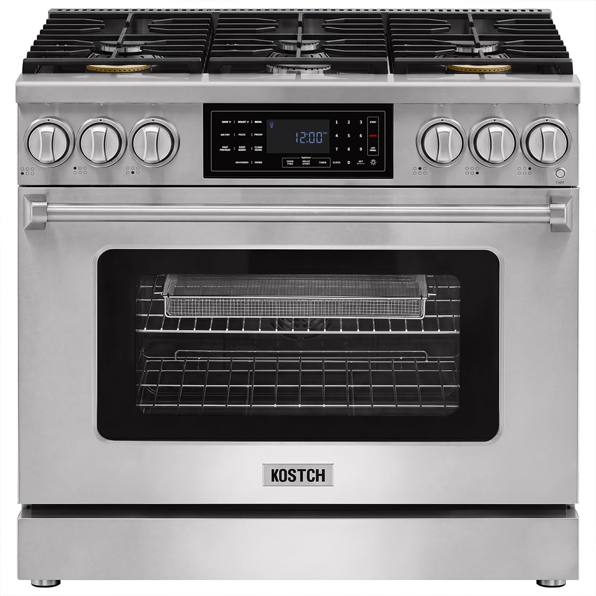 Tilt Panel 36" Natural Gas Range with 6.2 cu ft True Convection Oven (Red)
