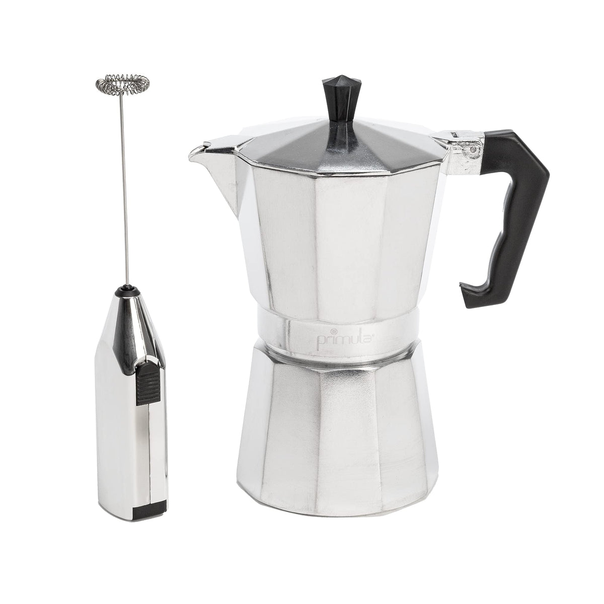 Primula Classic Stovetop Espresso and Coffee Maker, Moka Pot for Italian and Cuban Café Brewing, Greca Coffee Maker, Cafeteras, 9 Espresso Cups, Silver
