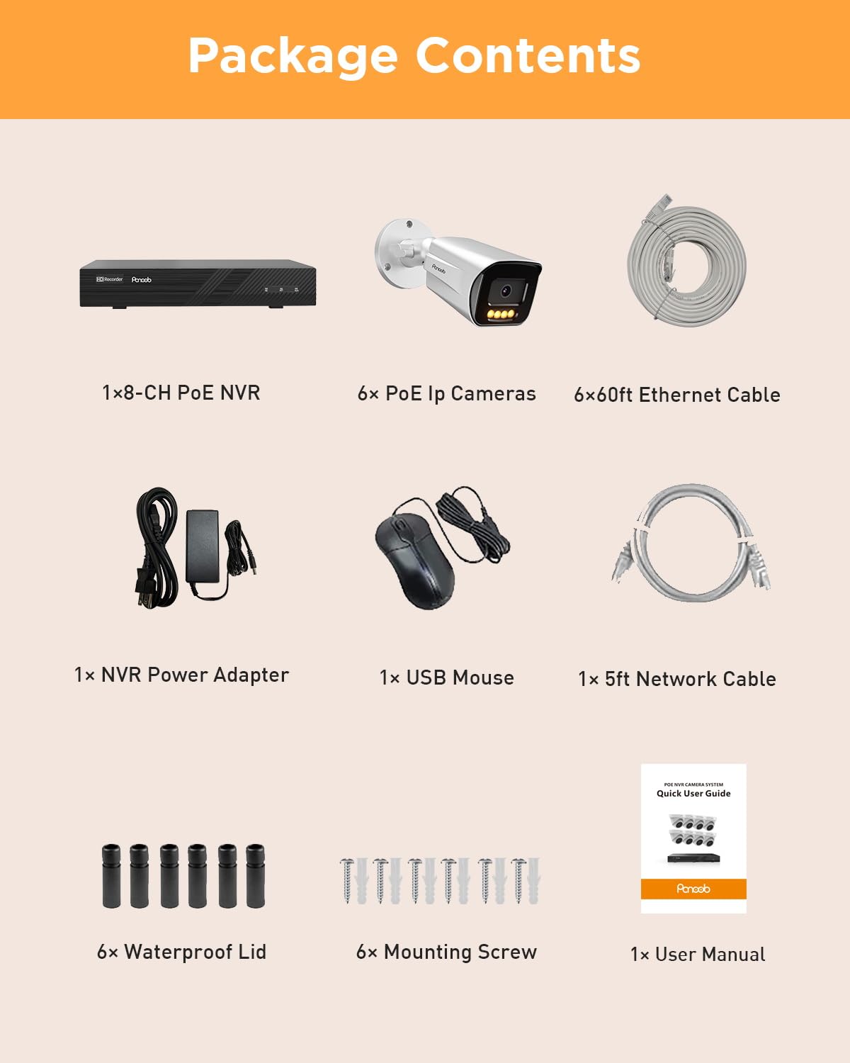 PoE 32 Channel Security Camera System with 8TB HDD, PB65A2032-5MD