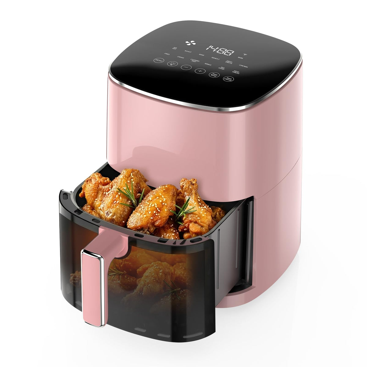 OLIXIS 12-in-1 Air Fryer 6.34 Quarts, Visable Airfryer with Window, 400°F, Roast, Reheat, Dehydrate, Bake, Steam, Fries, Custard, Chicken, Wings, Sea Food, Vegetabels, Grey