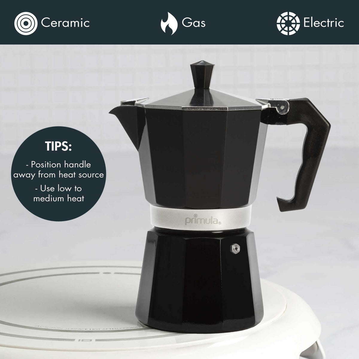 Primula Classic Stovetop Espresso and Coffee Maker, Moka Pot for Italian and Cuban Café Brewing, Greca Coffee Maker, Cafeteras, 9 Espresso Cups, Silver
