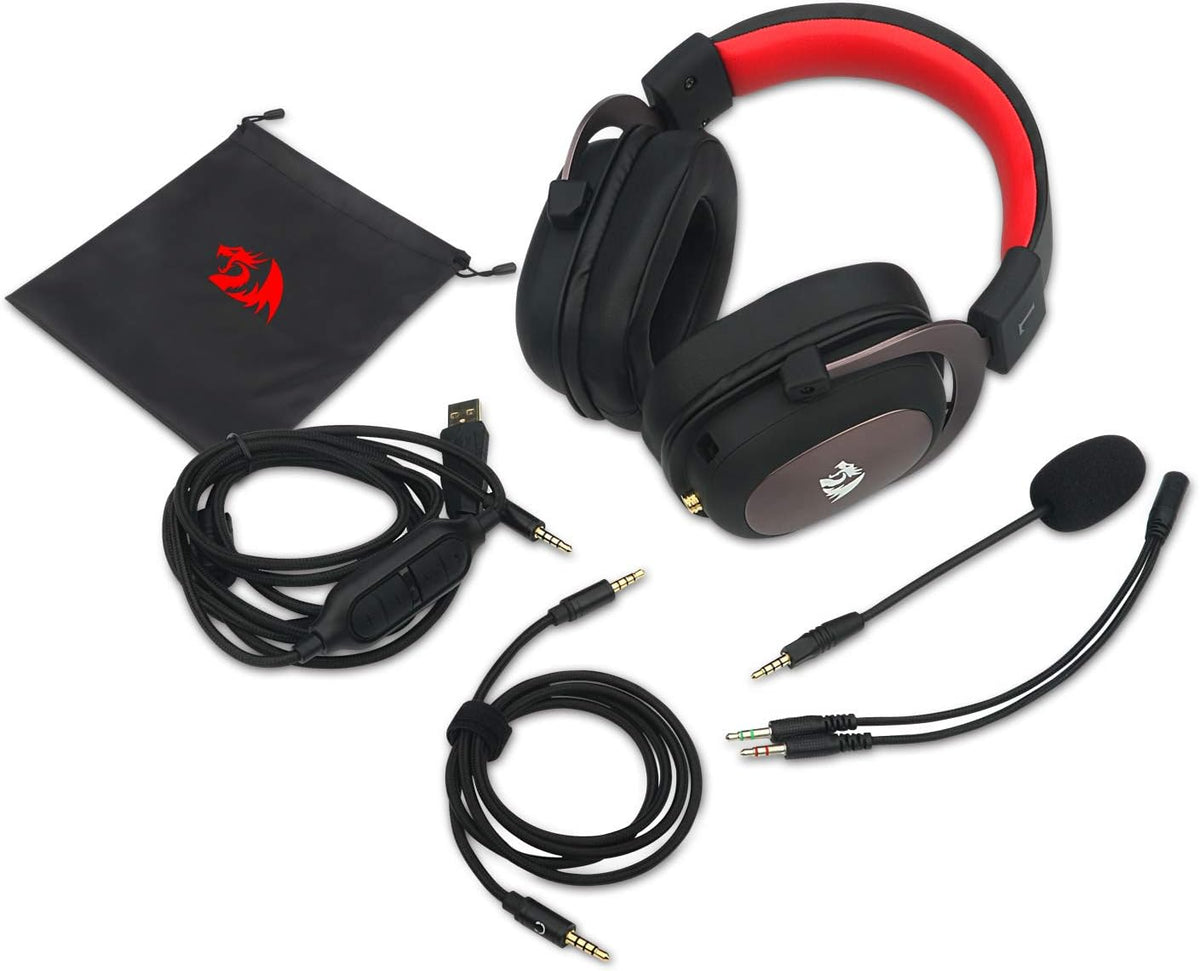 Redragon H510 Zeus Wired Gaming Headset - 7.1 Surround Sound - Memory Foam Ear Pads - 53MM Drivers - Detachable Microphone, Works for Multi-Platforms PC, PS4/3 & Xbox One/Series X, NS