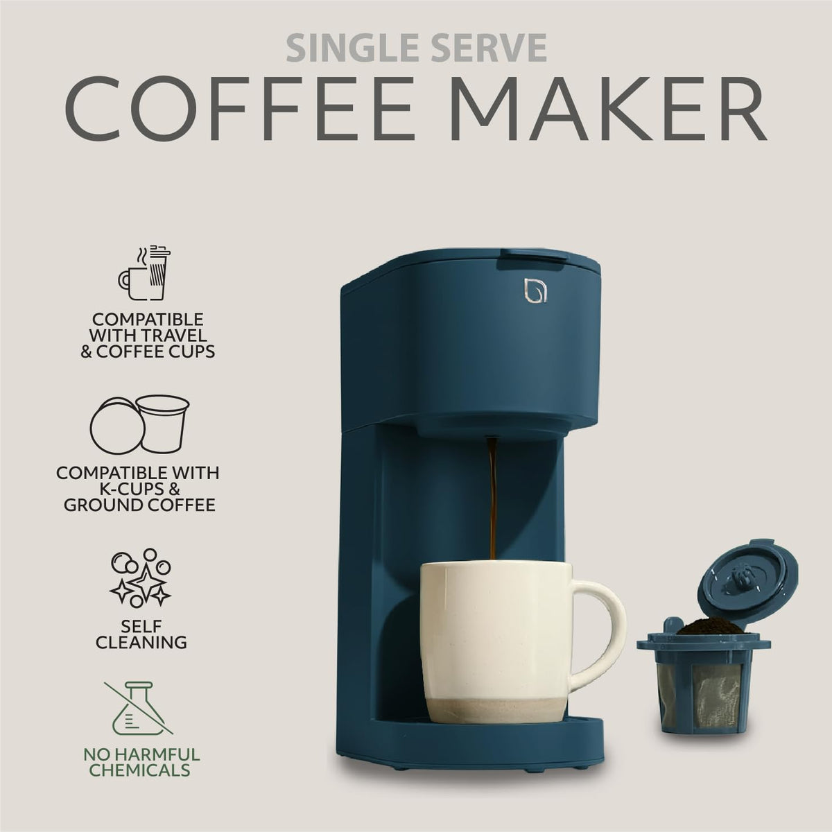 WILLOW K-Cup Coffee Maker, Single Serve Coffee Maker with 6 to 12oz Brew Size & Strong Brew Option, Single Cup Coffee maker made with 99% PCR Recycled Plastics, Coffee Machine