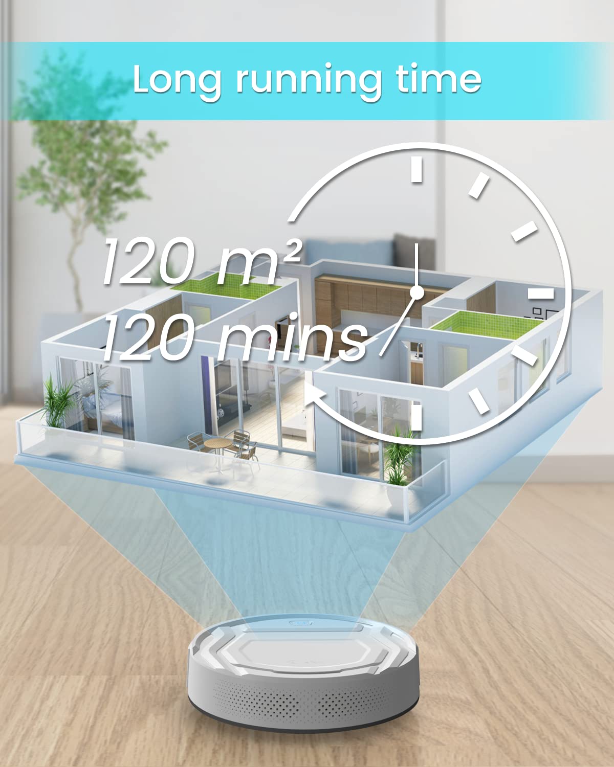 Lefant Robot Vacuum Cleaner, Strong Suction, 120 Mins Runtime, Slim, Low Noise, Automatic Self-Charging, Wi-Fi/App/Alexa Control, Ideal for Pet Hair Hard Floor and Daily Cleaning, M210