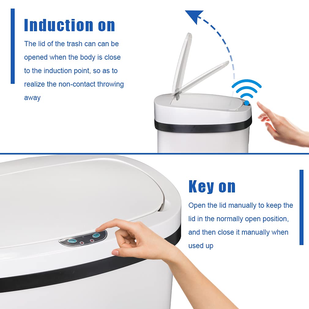 BestOffice | 13 Gallon Stainless Steel Trash Can with Lid | Steel