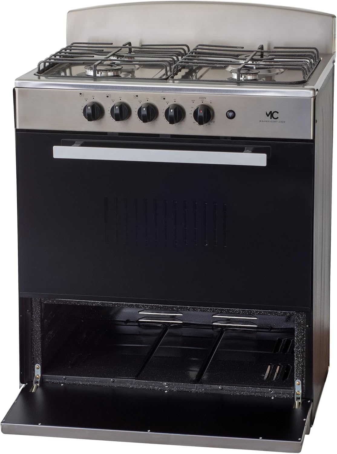 Magnificent Chef 30" Gas Range, 4.0 Cu Ft Space Saver Oven, Stainless Steel | 2 Ultra-Fast & 2 Fast Burners, Cast Iron Grates, LP/NG Ready MGR30DNM54TDB | Delivery Included & 2-Year Warranty