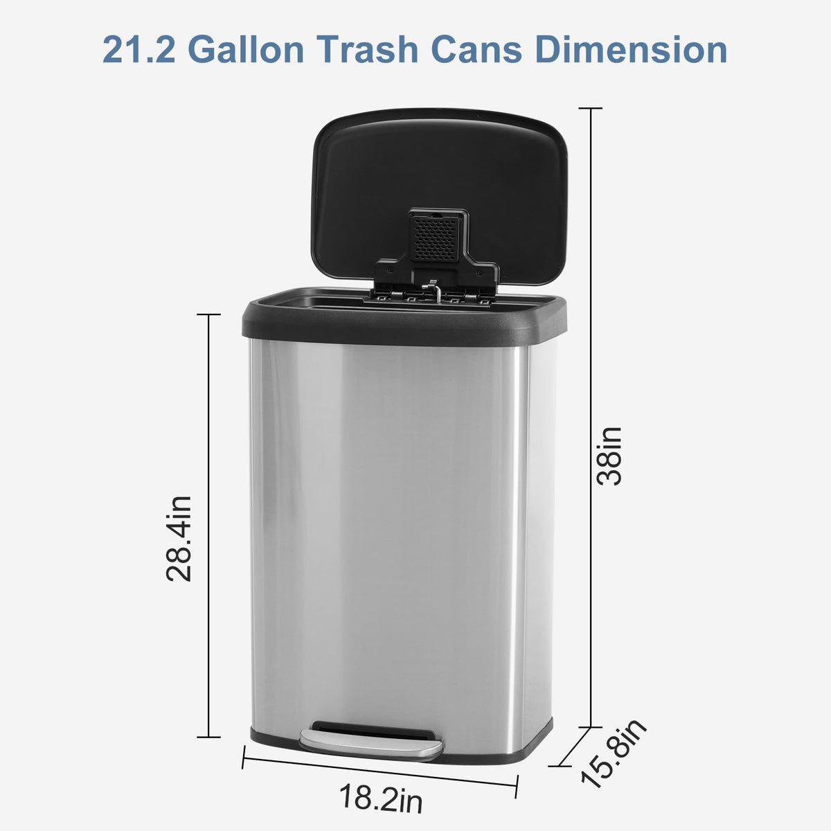 NEWBULIG 16 Gallon Dual Compartment Kitchen Trash Can, Stainless Steel, 60L