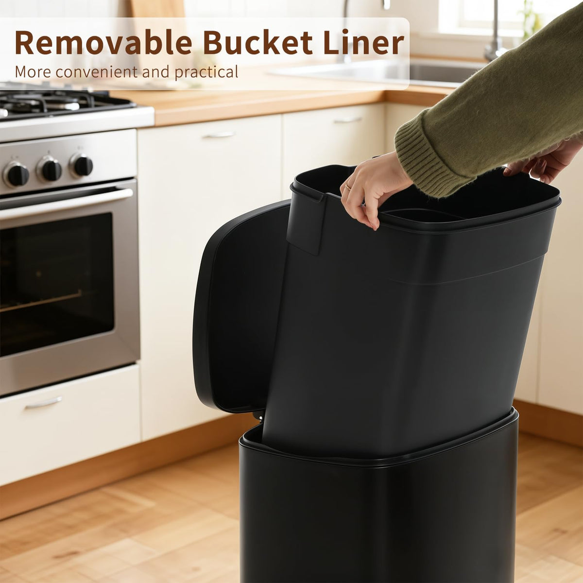 PayLessHere | 13G Trash Can with Lid | Steel | Removable Inner Bucket