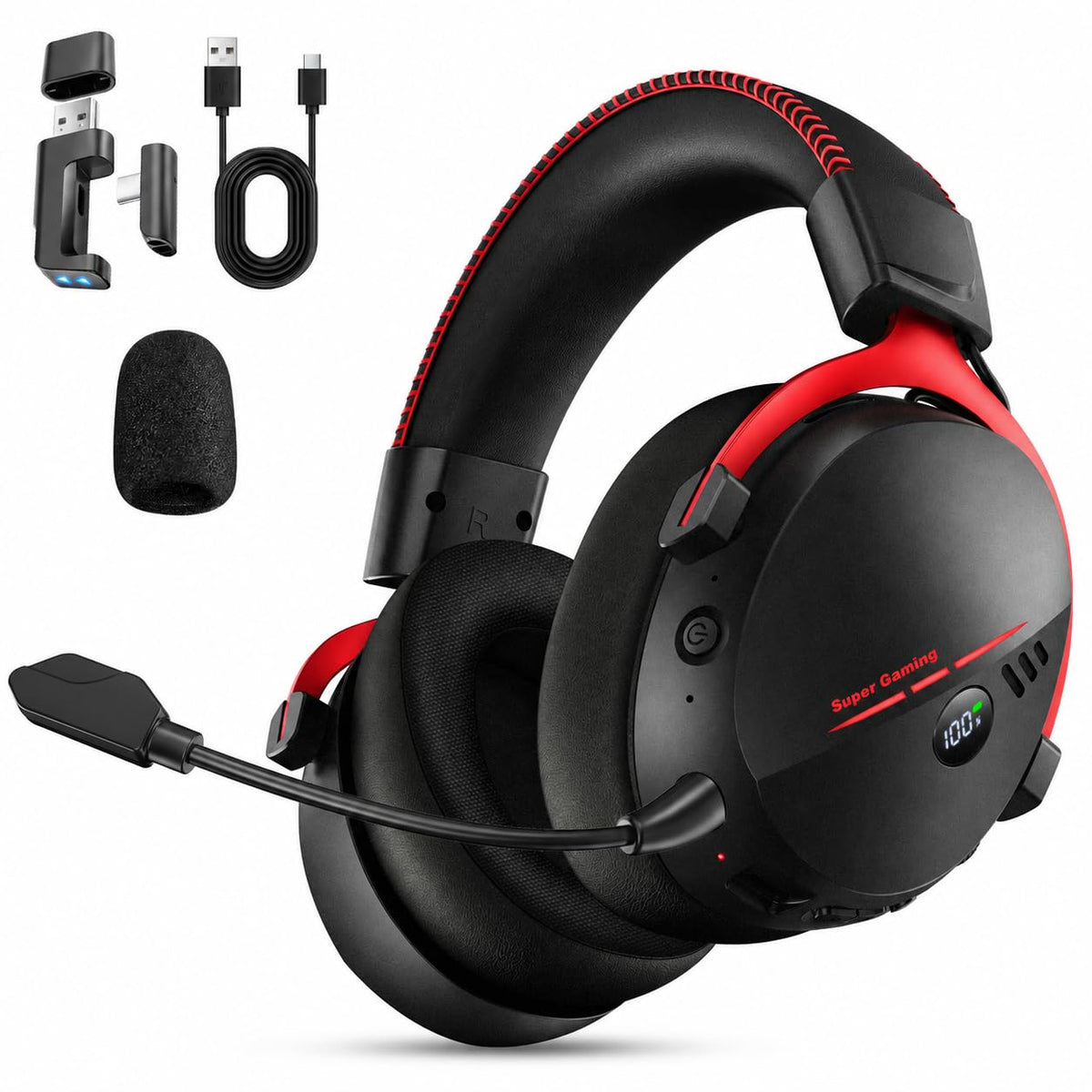 Motast 2.4GHz Wireless Gaming Headset for PC PS5 PS4 Switch,100Hrs, BT6.0