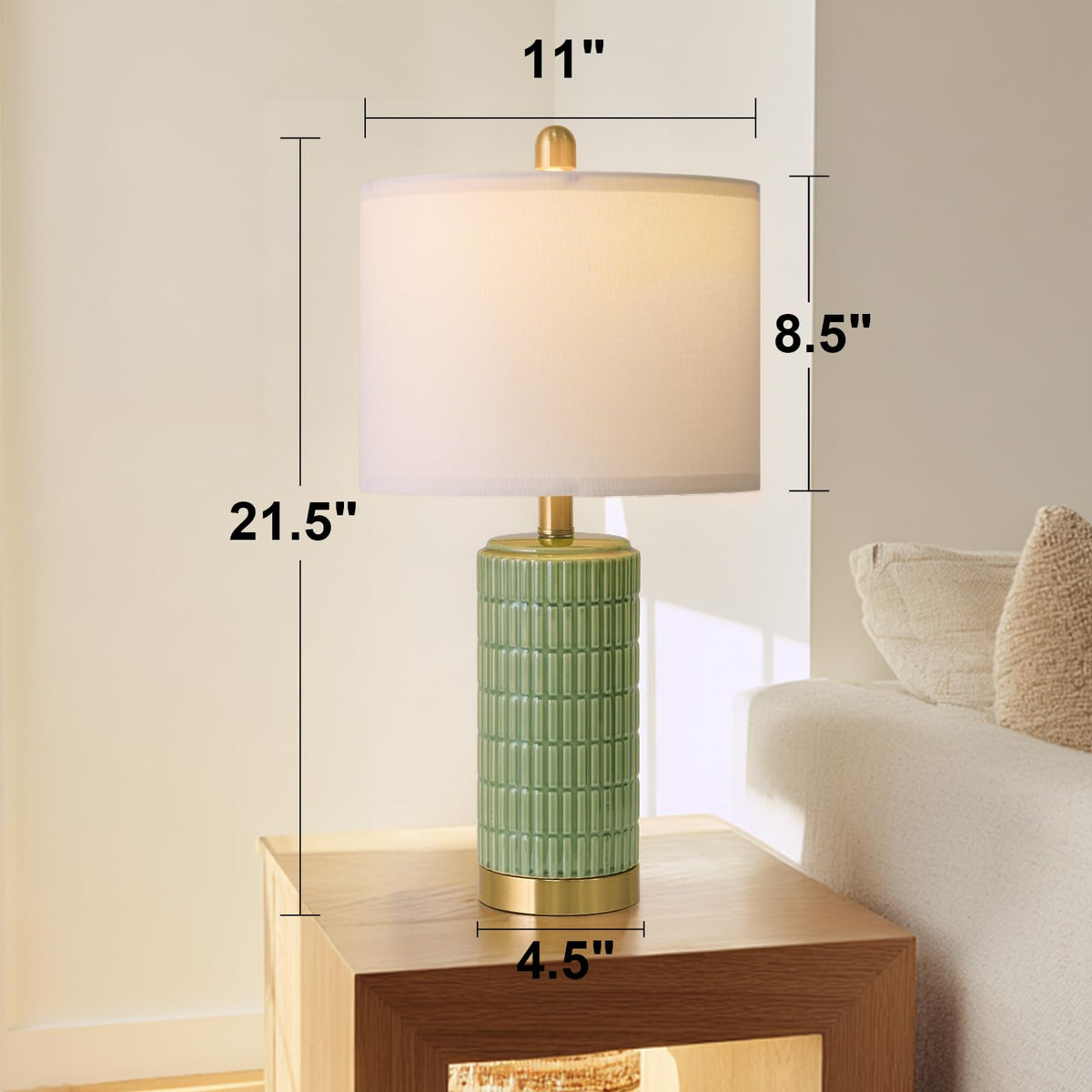 PoKat 20.75" Small Modern Ceramic Table Lamps Set of 2 for Bedroom, White