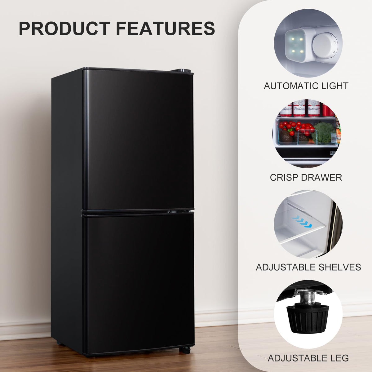 Mini Fridge with Freezer, 3.2 cuft Small Refrigerator, Compact Refrigerator