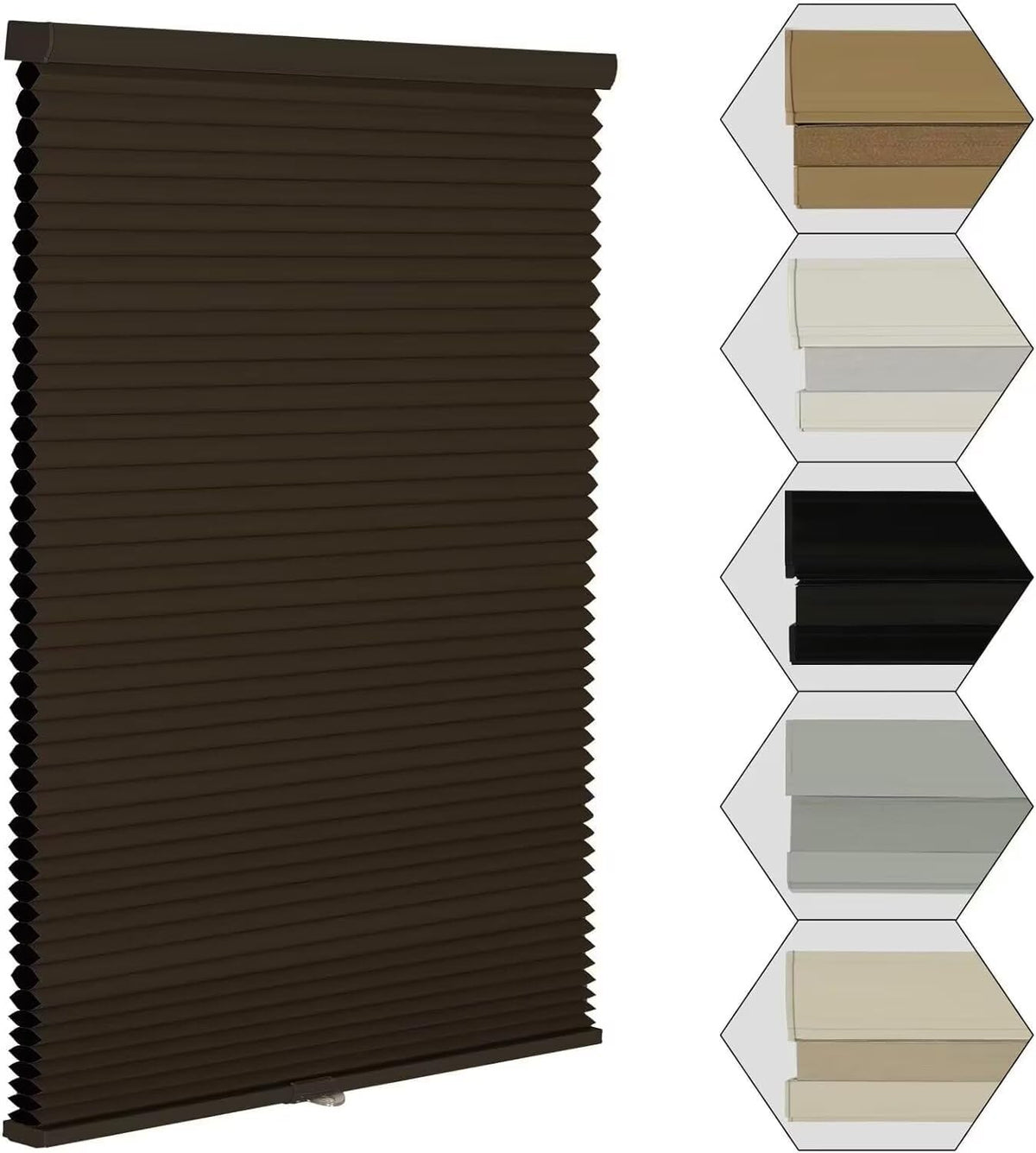 MYshade Cordless Blackout Cellular Shades for Windows, Honeycomb Window Shades with Thermal Insulation, Child & Pet Safe Room Darkening Shade, Easy Install,24" W x 50" H, Light Brown