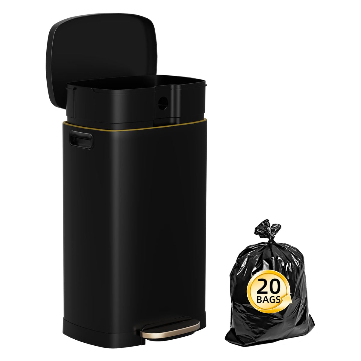 KdbK Kitchen Trash Can with Lid, 13 Gal Stainless Steel Pedal Garbage Can