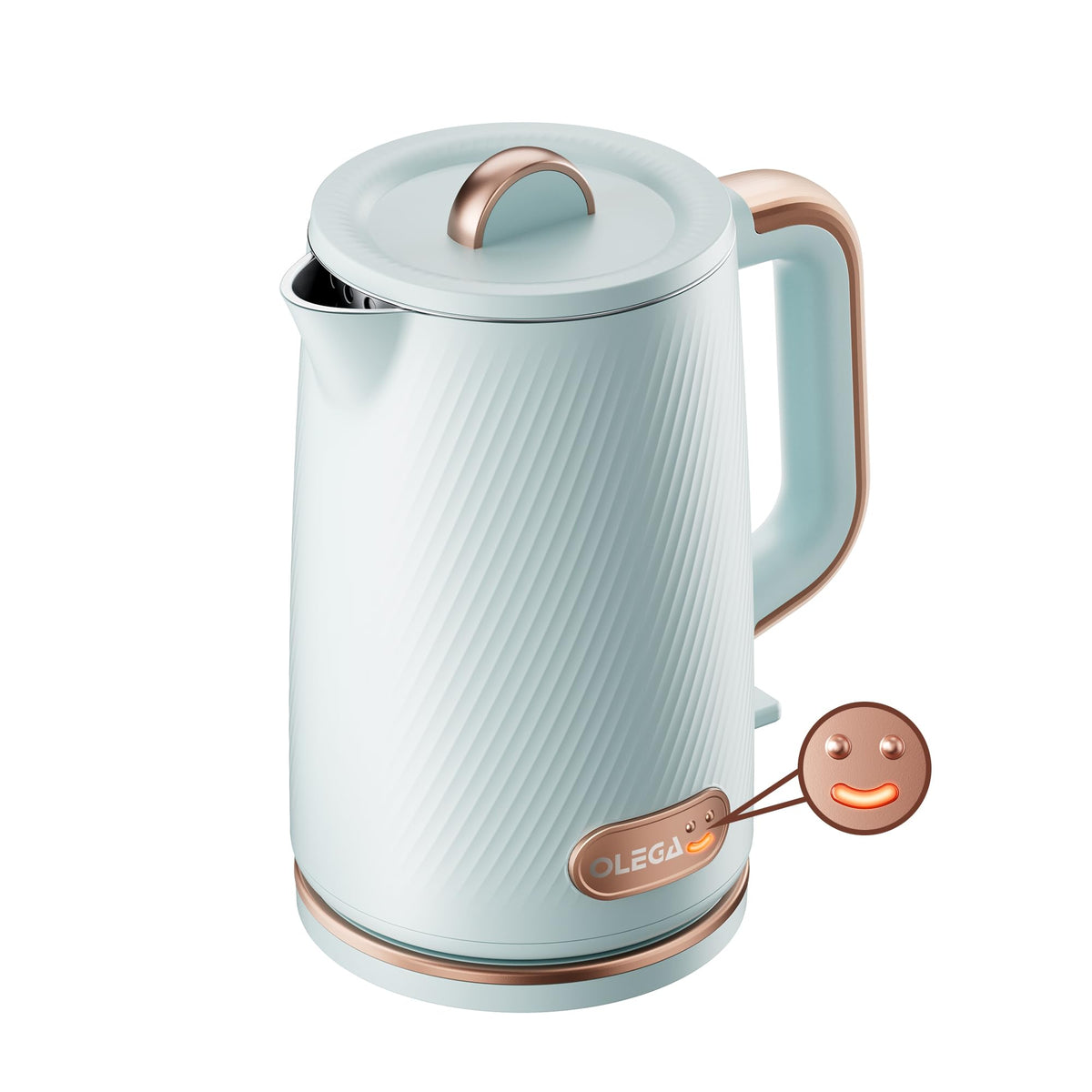 OLEGA Electric Kettle: 1200W Fast Boil Electric Water Kettles, 1.5L Double Wall Stainless Steel Tea Kettle, Auto Shut-Off, BPA-Free Hot Water Boiler Teapot for Coffee & Tea -Ligth Green