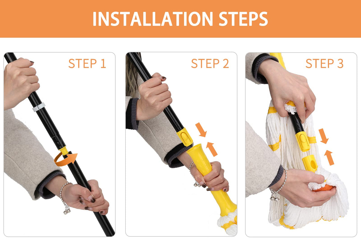 Self-Wringing Twist Mops for Floor Cleaning, Microfiber Floor mop with 57 " Long Handle, Easy Wringing Mop for Hardwood Commercial Household Clean