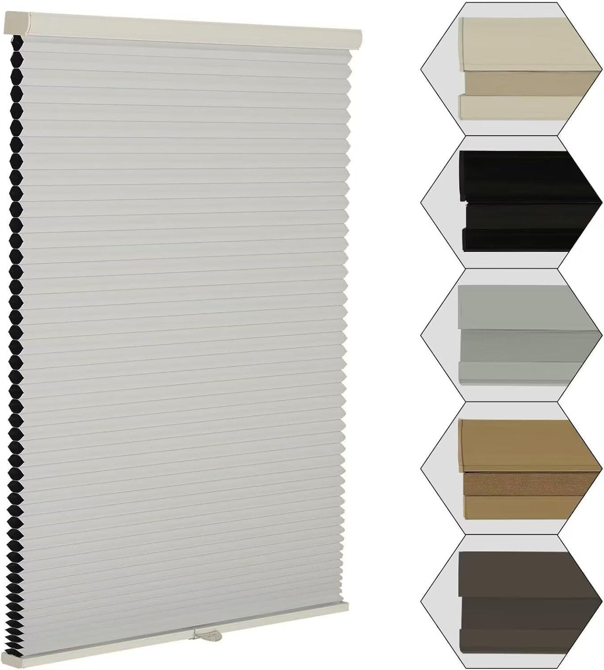 MYshade Cordless Blackout Cellular Shades for Windows, Honeycomb Window Shades with Thermal Insulation, Child & Pet Safe Room Darkening Shade, Easy Install,24" W x 50" H, Light Brown